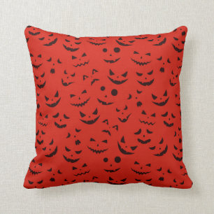 Halloween Red Pumpkin-glimlachen Katoen 16-inch X1 Kussen