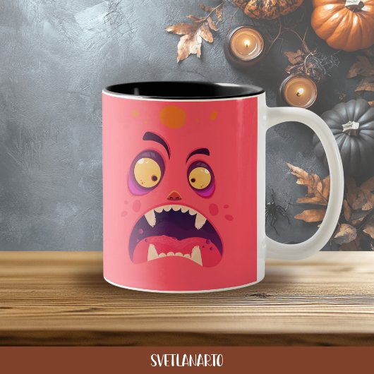Halloween Red Shocked Monster Coffee Mug Tweekleurige Koffiemok
