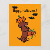 Halloween Red Smooth Haire Dachshund Briefkaart (Voorkant)
