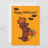 Halloween Red Smooth Haire Dachshund Kaart (Voorkant)