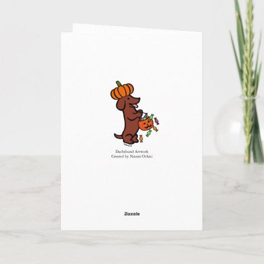 Halloween Red Smooth Haired Teckel Kaart (Achterkant)