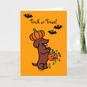 Halloween Red Smooth Haired Teckel Kaart
