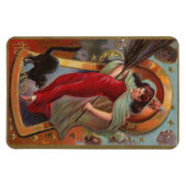 Halloween Red Witch & Black Cat Magneet (Horizontaal)