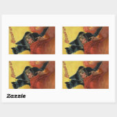 Halloween Red Witch & Black Cat  Rechthoekige Sticker (Vel)