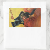 Halloween Red Witch & Black Cat  Rechthoekige Sticker (Tas)