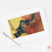 Halloween Red Witch & Black Cat  Rechthoekige Sticker (Envelop)