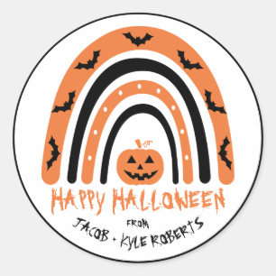Halloween Regenboog Vleermuis Pompoen Dank Je Cust Ronde Sticker