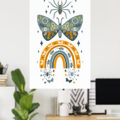 Halloween regenboog, vlinders en spinnen poster (Thuiskantoor)