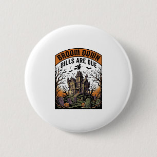 Halloween Rekeningen Verzamelaar Heks Bezem Gebrok Ronde Button 5,7 Cm