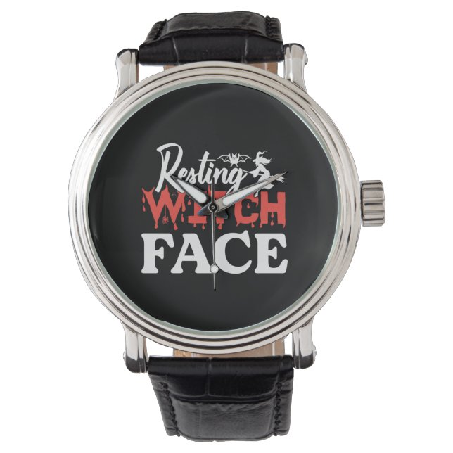 Halloween Resting Witch Facce Birthday Horloge (Voorkant)