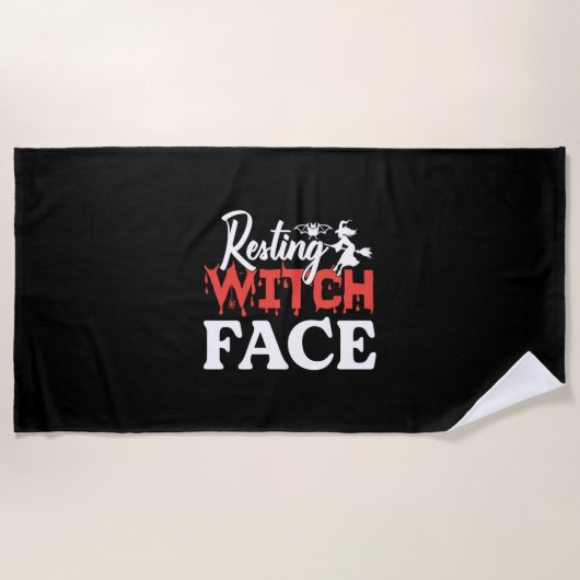 Halloween Resting Witch Facce Birthday Strandlaken (Voorkant)