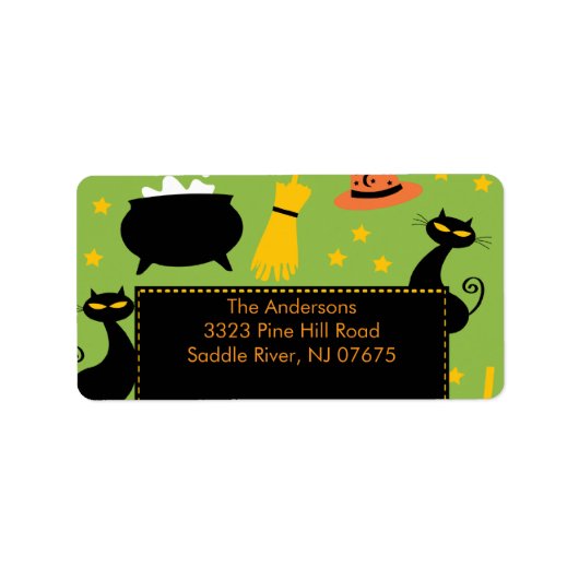 Halloween retouradres label Fun Black Cat (Voorkant)