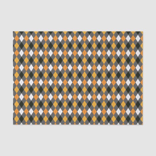Halloween Retro Argyle Oranje Zwart wit Tissuepapier (Voorkant)