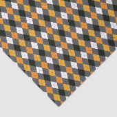 Halloween Retro Argyle Oranje Zwart wit Tissuepapier (Detail)