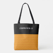 Halloween Retro Bright Oranje Chevron Black naam Tote Bag (Achterkant)