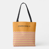 Halloween Retro Chevron Bright Oranje witte naam Tote Bag (Achterkant)