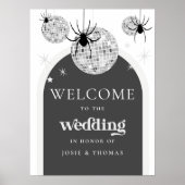 Halloween Retro Disco Spinnen Bruiloft Welkom Poster (Voorkant)