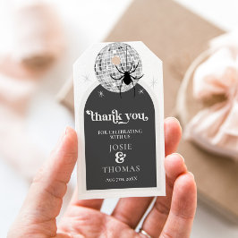 Halloween Retro Disco Spinnen & Disco Bal Bruiloft Cadeaulabel