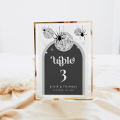 Halloween Retro Disco Spinnen & Disco Bal Bruiloft Kaart