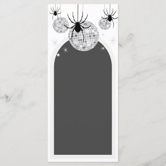Halloween Retro Disco Spinnen & Disco Bal Bruiloft Menu (Achterkant)