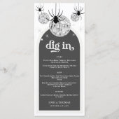 Halloween Retro Disco Spinnen & Disco Bal Bruiloft Menu (Voorkant)
