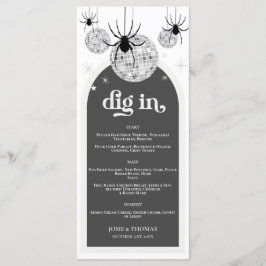 Halloween Retro Disco Spinnen & Disco Bal Bruiloft Menu