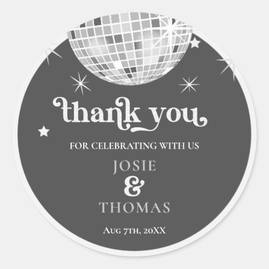 Halloween Retro Disco Spinnen & Disco Bal Bruiloft Ronde Sticker (Voorkant)