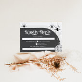 Halloween Retro Disco Spinnen & Disco Bal Bruiloft RSVP Kaartje