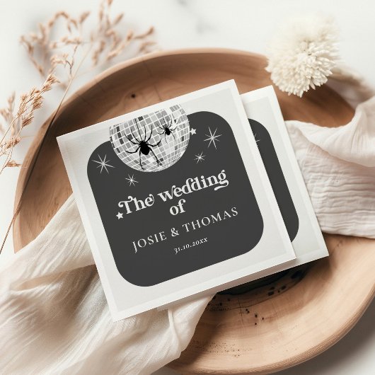 Halloween Retro Disco Spinnen & Disco Bal Bruiloft Servet