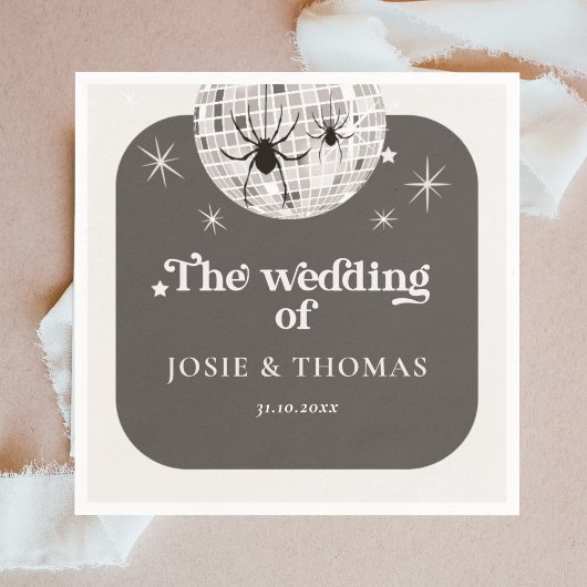 Halloween Retro Disco Spinnen & Disco Bal Bruiloft Servet