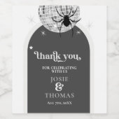 Halloween Retro Disco Spinnen & Disco Bal Bruiloft Wijn Etiket (Enkel label)