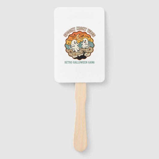Halloween Retro Geesten Nacht Handwaaier (Voorkant)