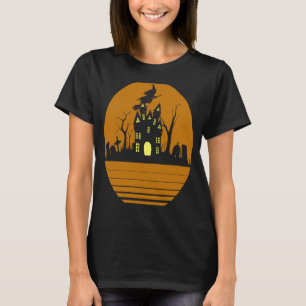 halloween retro gehakt huis volle maan t-shirt