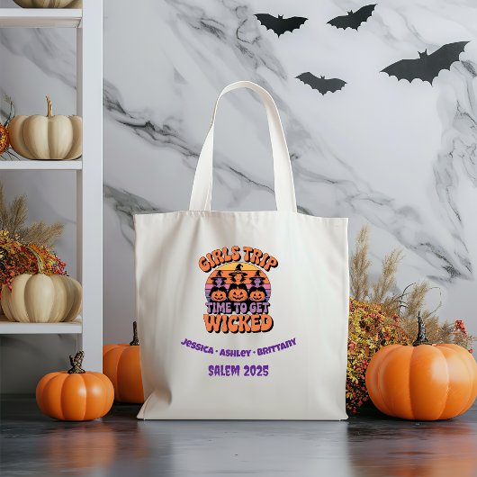 Halloween Retro Grappige Meisjes Trip Heks Tote Bag