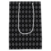 Halloween Retro Gray Black Argyle Medium Cadeauzakje (Achterkant)