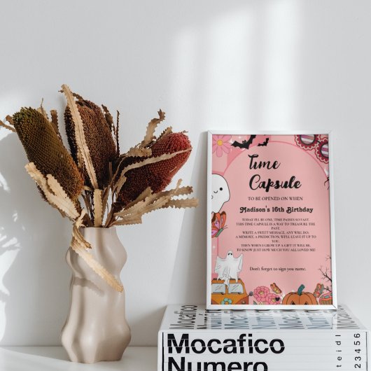 Halloween Retro Groovy 1e Verjaardag tijd Capsule Poster