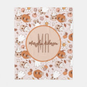 HALLOWEEN RETRO GROOVY PUMPKINS AND GHOSTS FLEECE DEKEN (Voorkant)