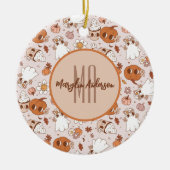 HALLOWEEN RETRO GROOVY PUMPKINS AND GHOSTS KERAMISCH ORNAMENT (Voorkant)