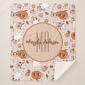 HALLOWEEN RETRO GROOVY PUMPKINS AND GHOSTS SHERPA DEKEN (Voorkant)