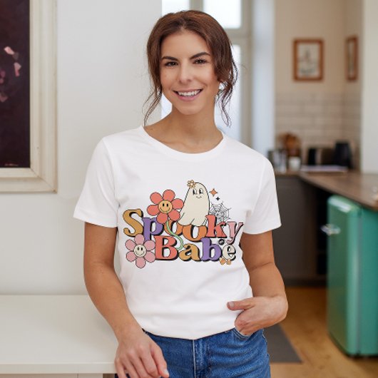 HALLOWEEN RETRO GROOVY SPOOKY BABE GHOST T-SHIRT