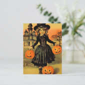 Halloween Retro Heks Briefkaart (Staand voorkant)