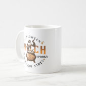 Halloween Retro Heks Brouwend Koffiemok (Voorkant links)