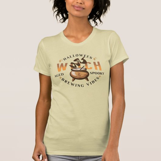 Halloween Retro Heks Brouwend T-shirt (Voorkant)