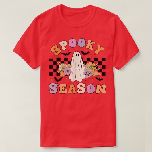 Halloween Retro Hippie Cute Ghost Spooky Season Wo T-shirt (Design voorkant)