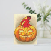 Halloween Retro Jack O Lantern en Duivel Briefkaart (Staand voorkant)