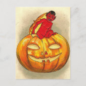 Halloween Retro Jack O Lantern en Duivel Briefkaart (Voorkant)