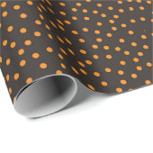 Halloween Retro Sinaasappel Polka Dot Zwart Achter Cadeaupapier (Rol Hoek)