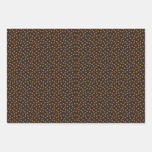 Halloween Retro Sinaasappel Polka Dot Zwart Achter Inpakpapier Vel (Voorkant)