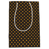 Halloween Retro Sinaasappel Polka Dot Zwart Achter Medium Cadeauzakje (Voorkant)