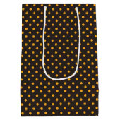Halloween Retro Sinaasappel Polka Dot Zwart Achter Medium Cadeauzakje (Achterkant)